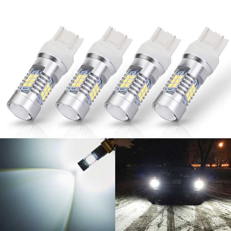 Antline Extremely Bright 7443 7440 T20 7441 992 W21W 21-SMD 2835 Chipsets 1260 Lumens LED Bulb Replacement White for Car Backup Reverse Brake Tail Turn Signal Lights Bulbs DRL (Pack of 4) - Image 1